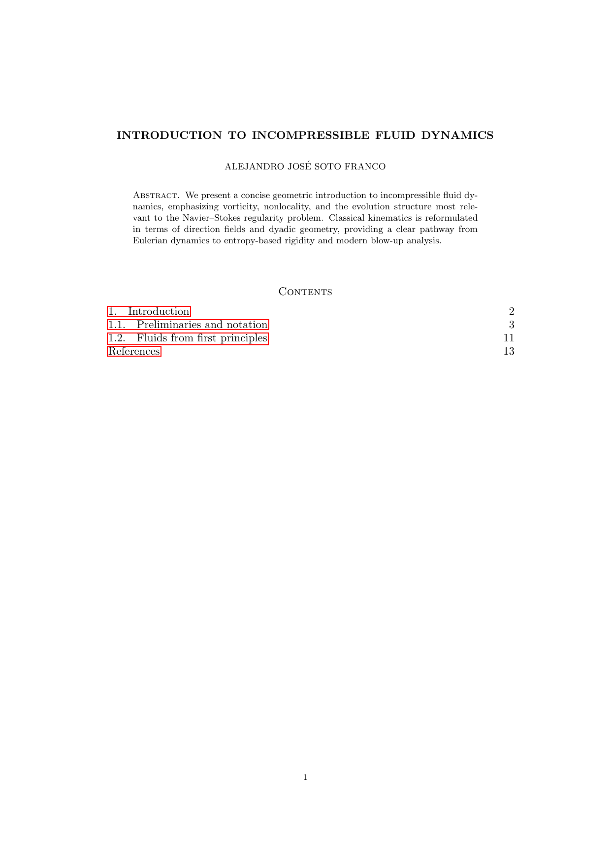 First page of Introduction to Incompressible Fluid Mechanics